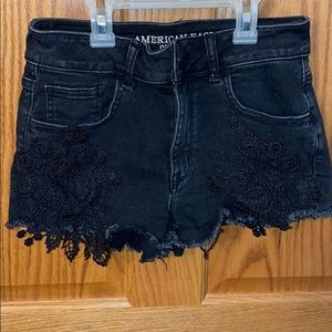 American Eagle Hi-Rise Shortie Black Jean Shorts